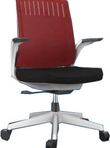 OFFICE CHAIR MID BACK RED MESH /BLACK SEAT WITH WHITE NYLON BASE