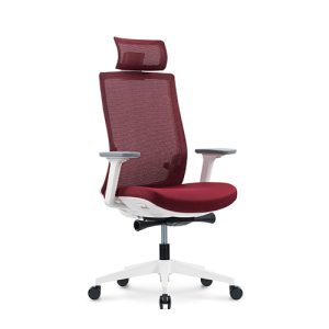 OFFICE CHAIR HIGH BACK REDH MESH / BLACK SEAT WHITE NYLON BASE