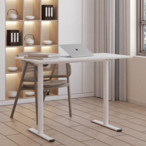 white sit stand desk