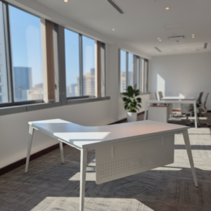 L shape legs with modest panel white color