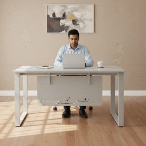 white office table