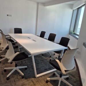 Meeting Table with Chairs White